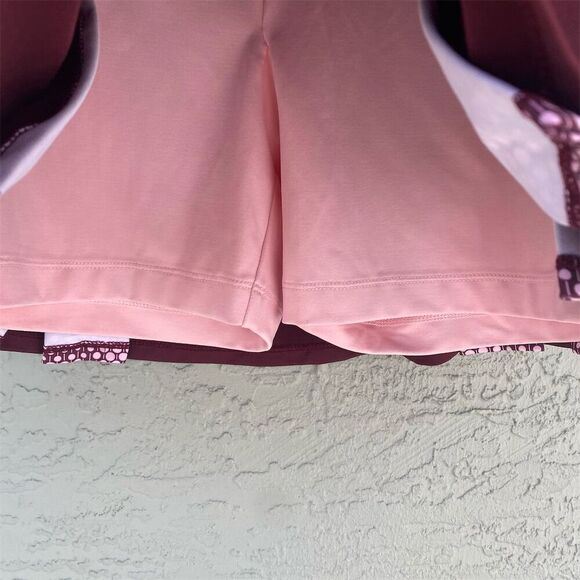 LBH Women's Pleated Tennis Skort M Burgundy & Pink Built-in Shorts - Picture 4 of 8